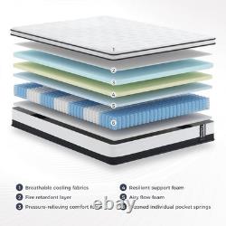 Single Mattress, 10.6 Inch Hybrid Memory Foam Pocket Sprung Mattress, Supportive a