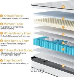 Single Mattress 3FT, 8.6 Inch Gel Memory Foam Pocket Sprung Hybrid Mat