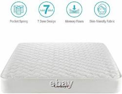 Single Memory Foam Pocket Sprung Mattress Hybrid & 7 Zoned Support 8 Thick