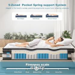 Sirhome Double Mattress, 4FT6 Gel Memory Foam 9 Zone Orthopaedic Mattress Pocket