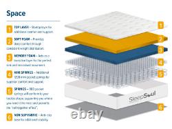 SleepSoul Space 2000 Mattress Memory Foam Hybrid 34cm Extra Deep