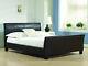 Sleigh 4ft6 Double Bed Or King Size Leather Sleigh Bed With Memory Foam Mattress
