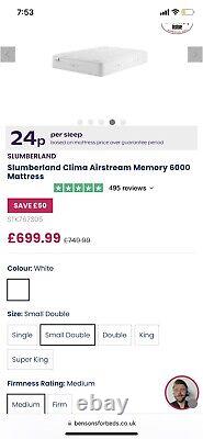 Slumberland Clima Airstream Memory 6000Pocket Spring Mattress Smal Double Medium