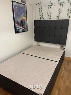 Small Double Grey Divan Bed with Storage and Pocket Sprung Memory Foam Matress