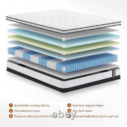 Small Double Mattress, 10.6 Inch Memory Foam Pocket Sprung Mattress, Supportive