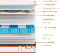 Small Double Mattress 120x190cm Gel Memory Foam + Pocket Sprung, Orthopaedic
