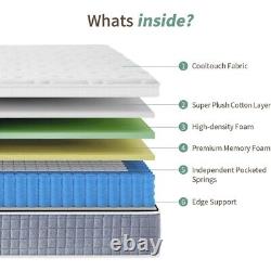 Small Double Mattress 4ft Memory Foam Pocket Spring Hybrid 120x190x22cm