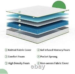 Spring Mattress 6FT Super King Mattress Innerspring Gel Memory Foam Hybrid