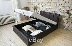 Storage Leather Bed Ottoman Gas Lift Double Or King Size Memory Foam Mattress