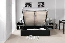 Storage Ottoman Gas Lift Double Or King Size Leather Beds + Memory Foam Mattress