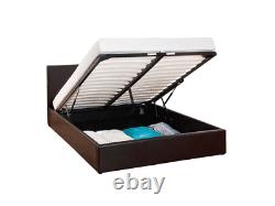 Storage Ottoman Gas Lift Double Or King Size Leather Beds + Memory Foam Mattress