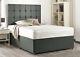 Suede Memory Foam Divan Bed Set With Mattress Cube Headboard 3ft 4ft6 Double 5ft