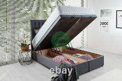 Suede Memory Foam Divan Bed Set With Mattress Cube Headboard 3FT 4FT6 Double 5FT
