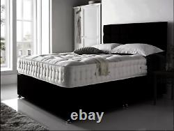 Suede Memory Foam Divan Bed Set With Pocket Mattress Headboard 3ft 4ft6 5ftking