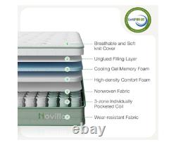 Super King Mattress 10.6 Inch 3-Zone Gel Memory Foam Pocket Sprung Mattress