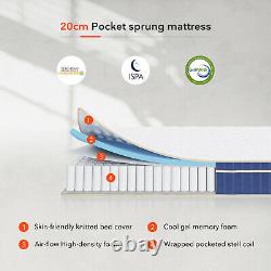 Sweetnight 8in Single Mattress Memory Foam Pocket Sprung Hybrid Mattresses 3ft