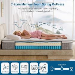 TeQsli 10 Inch 7-Zone Orthopaedic King Mattress, 5FT Gel Memory Foam & Pocket Sp