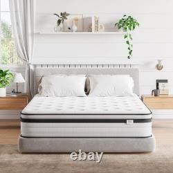 TeQsli Double Mattress 4FT6, 10.6 Inch Gel Memory Foam Pocket Sprung Orthopedic