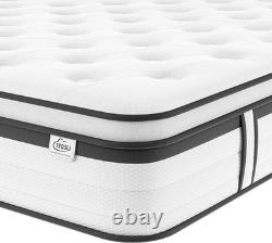 TeQsli Double Mattress 4FT6, 10.6 Inch Gel Memory Foam Pocket Sprung Orthopedic