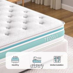 TeQsli Double Mattress 4FT6 7-Zone Gel Memory Foam 10 Inch Pocket Sprung Hybri