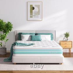TeQsli Double Mattress 4FT6 7-Zone Gel Memory Foam 10 Inch Pocket Sprung Hybri