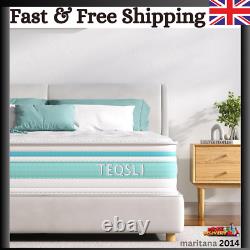 TeQsli Double Mattress, 4FT6 7-Zone Gel Memory Foam Mattress, 10 Inch Pocket for
