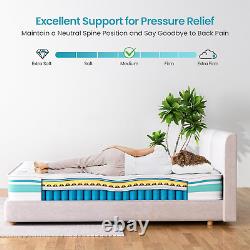 TeQsli Double Mattress, 4FT6 7-Zone Gel Memory Foam Mattress, 10 Inch Pocket for