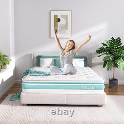 TeQsli Double Mattress, 4FT6 7-Zone Gel Memory Foam Mattress, 10 Inch Pocket for