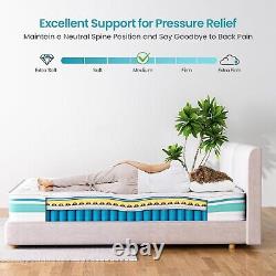 TeQsli Double Mattress, 4FT6 7-Zone Gel Memory Foam Mattress, 10 Inch Pocket for