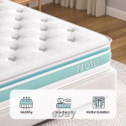 TeQsli Double Mattress, 4FT6 7-Zone Gel Memory Foam Mattress, 10 Inch Pocket for