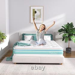 TeQsli King Mattress, 5FT 7-Zone Gel Memory Foam Mattress, 10 Inch Pocket Sprung