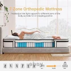TeQsli Single Double Mattress 7-Zone 10.6 Gel Memory Foam Pocket Orthopedic