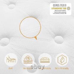 TeQsli Single Double Mattress 7-Zone 10.6 Gel Memory Foam Pocket Orthopedic