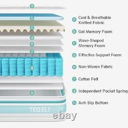 TeQsli Single Hybrid Mattres 3FT 7Zone Gel Memory Foam Pocket Sprung Medium Firm