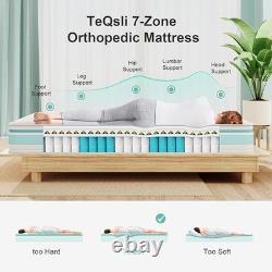 TeQsli Single Hybrid Mattres 3FT 7Zone Gel Memory Foam Pocket Sprung Medium Firm