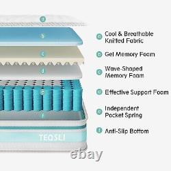 TeQsli Single Mattress, 3FT 7-Zone Gel Memory Foam Mattress, 10 Inch Pocket