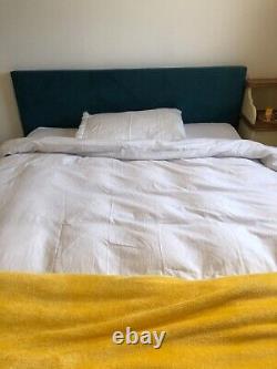 Teal velvet king bed with ortho memory foam pocket sprung mattress, 3 months old