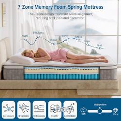 Teqsli 10 Inch 7-Zone Orthopaedic Double Mattress, 4FT6 Gel Memory Foam & Pocket