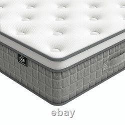 Teqsli 25cm Memory Foam Mattress 5ft King 10 Pocket Sprung Bed Grey In A Box