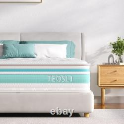 Teqsli 4FT6 Double Mattress, 10-Inch 7-Zone Gel Memory Foam Pocket Foam