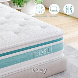 Teqsli 4FT6 Double Mattress, 10-Inch 7-Zone Gel Memory Foam Pocket Foam