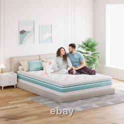 Teqsli 4FT6 Double Mattress, 10-Inch 7-Zone Gel Memory Foam Pocket Foam