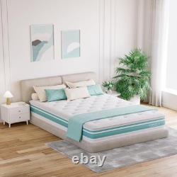 Teqsli 4FT6 Double Mattress, 10-Inch 7-Zone Gel Memory Foam Pocket Foam