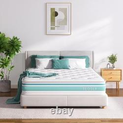 Teqsli 4FT6 Double Mattress, 10-Inch 7-Zone Gel Memory Foam Pocket Foam