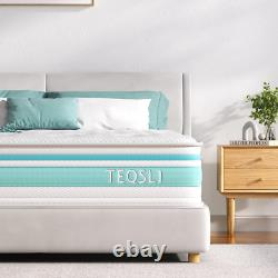 Teqsli 4FT6 Double Mattress, 10-Inch 7-Zone Gel Memory Foam Pocket Foam