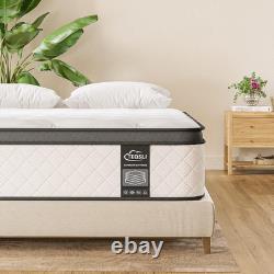 Teqsli 4FT6 Double Mattress 10 Inch Gel Memory Foam Pocket Spring Hybrid, Medium