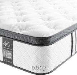 Teqsli 4FT6 Double Mattress 10 Inch Gel Memory Foam Pocket Spring Hybrid, Medium