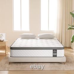 Teqsli 4FT6 Double Mattress 10 Inch Gel Memory Foam Pocket Spring Hybrid, Medium