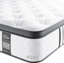 Teqsli 5FT King Mattress 10 Inch Gel Memory Foam Pocket Spring Hybrid Mattress