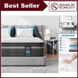 Teqsli Double Mattress 135x190x27cm Memory Foam Pocket Spring Hybrid Medium Firm